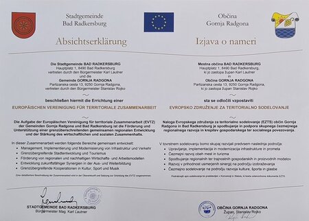 Podpis Sporazuma o čezmejnem ukrepanju in Izjave o nameri ustanovitve EZTS